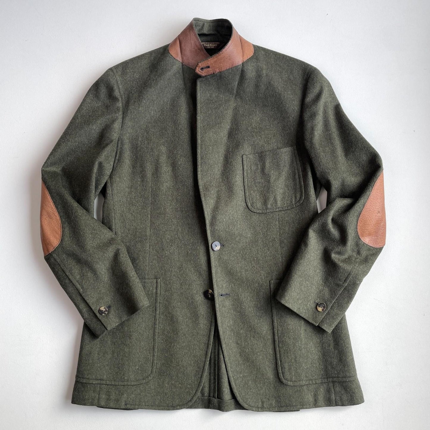 VNTG Paul Stuart (44L) Moss Green Flannel Wool Patch Pocket Country Sports Coat