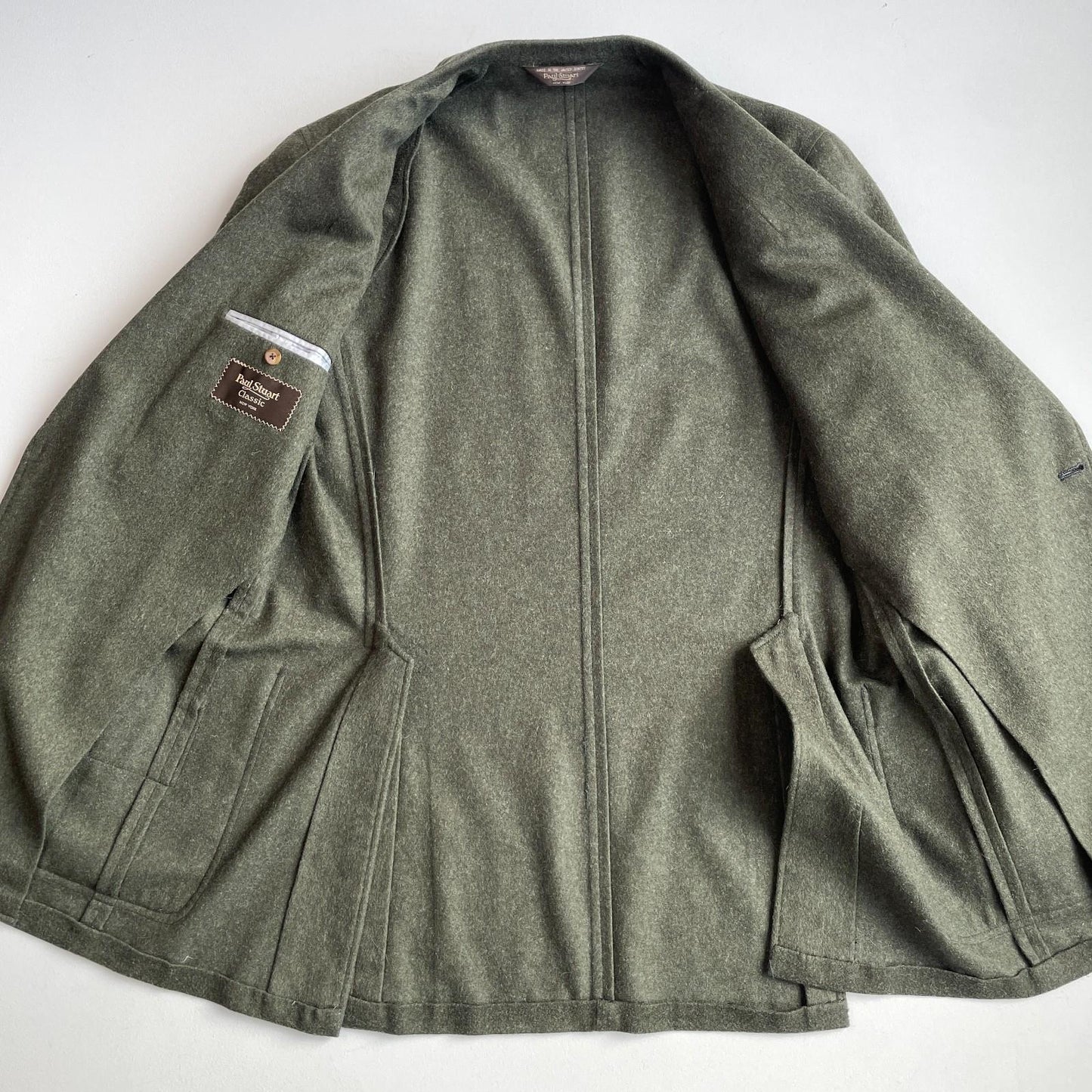 VNTG Paul Stuart (44L) Moss Green Flannel Wool Patch Pocket Country Sports Coat