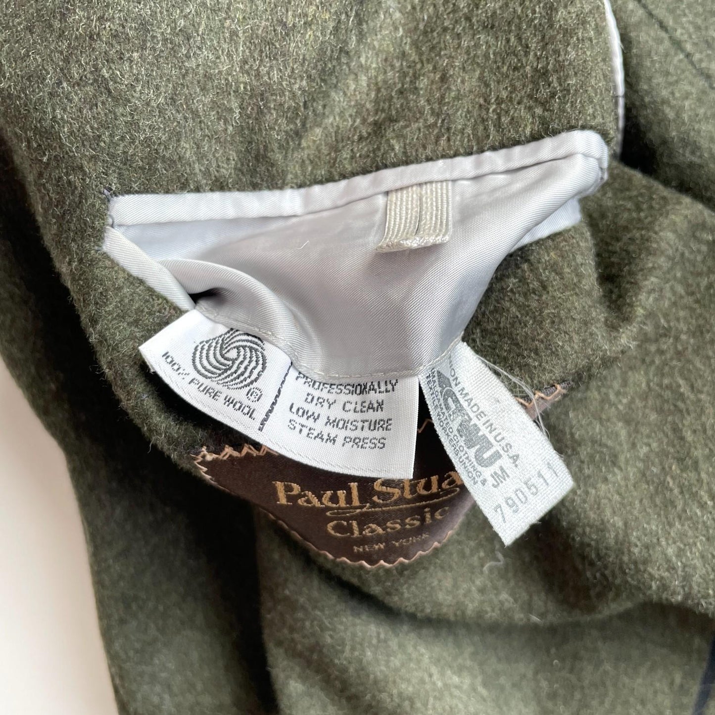 VNTG Paul Stuart (44L) Moss Green Flannel Wool Patch Pocket Country Sports Coat