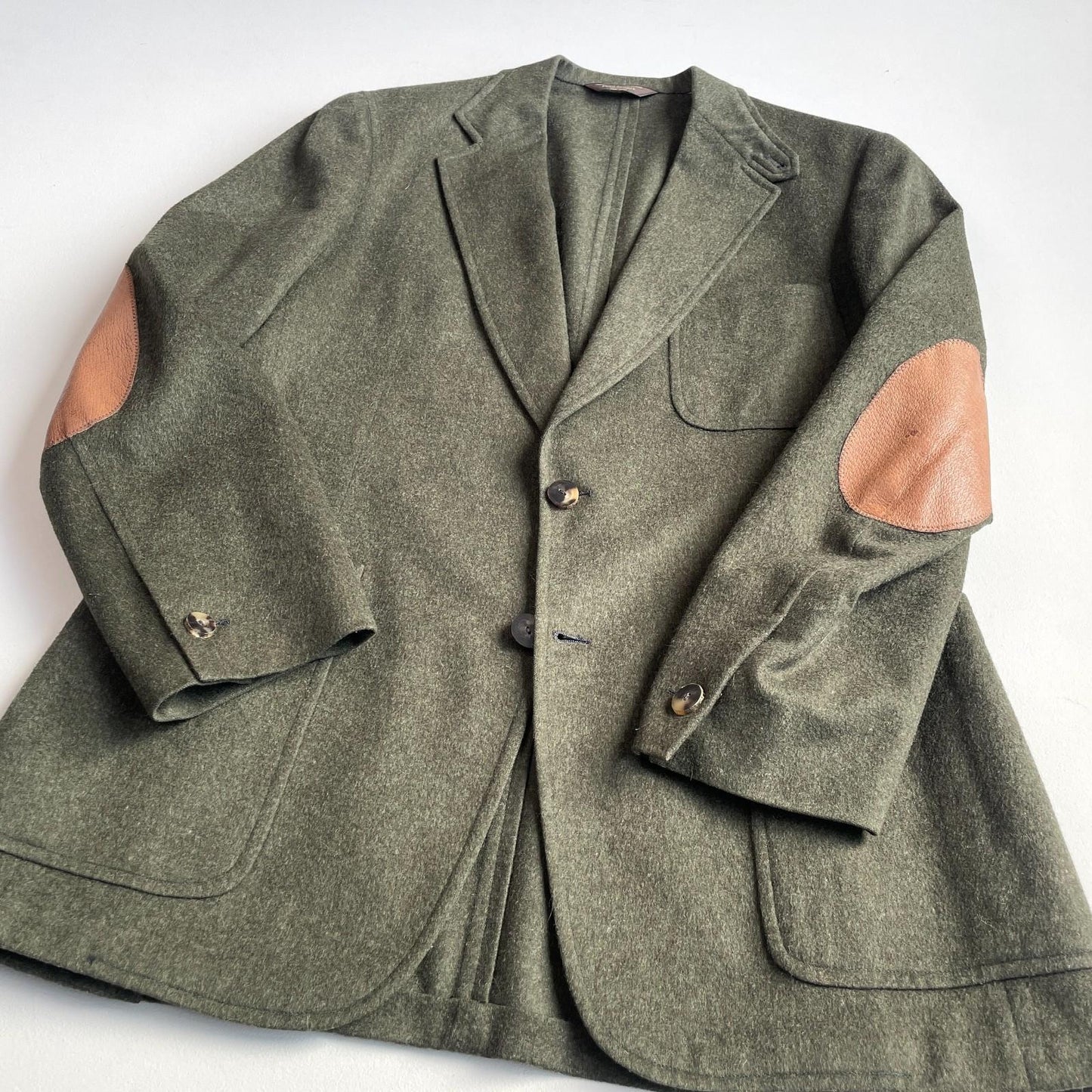 VNTG Paul Stuart (44L) Moss Green Flannel Wool Patch Pocket Country Sports Coat