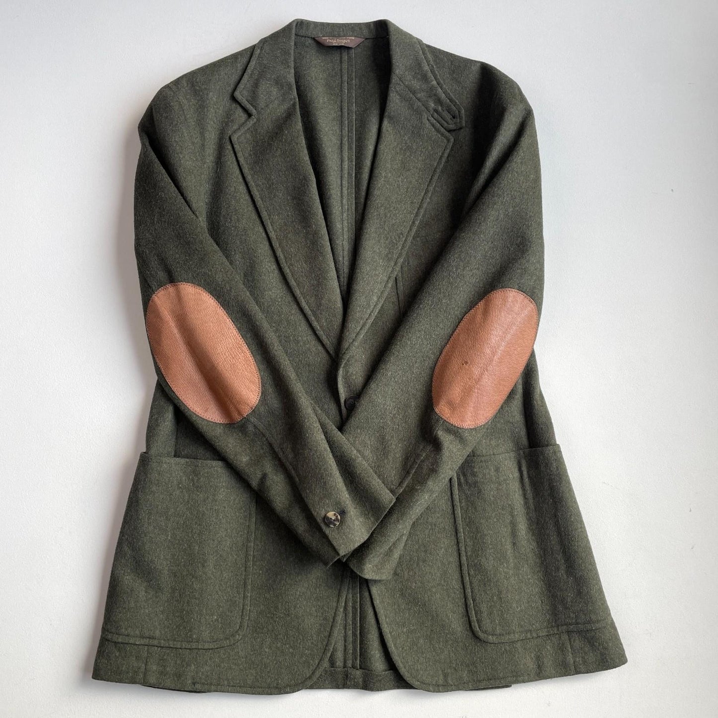 VNTG Paul Stuart (44L) Moss Green Flannel Wool Patch Pocket Country Sports Coat