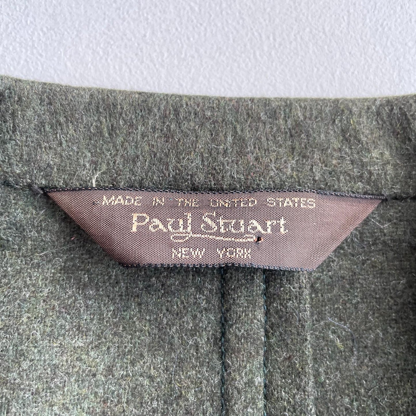 VNTG Paul Stuart (44L) Moss Green Flannel Wool Patch Pocket Country Sports Coat