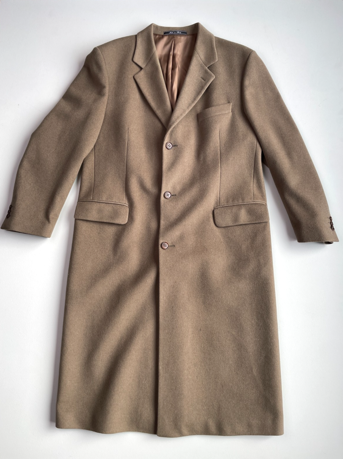 Saks Fifth Avenue (44) Wool Cashmere Made In Italy Camel Color Top Over Coat