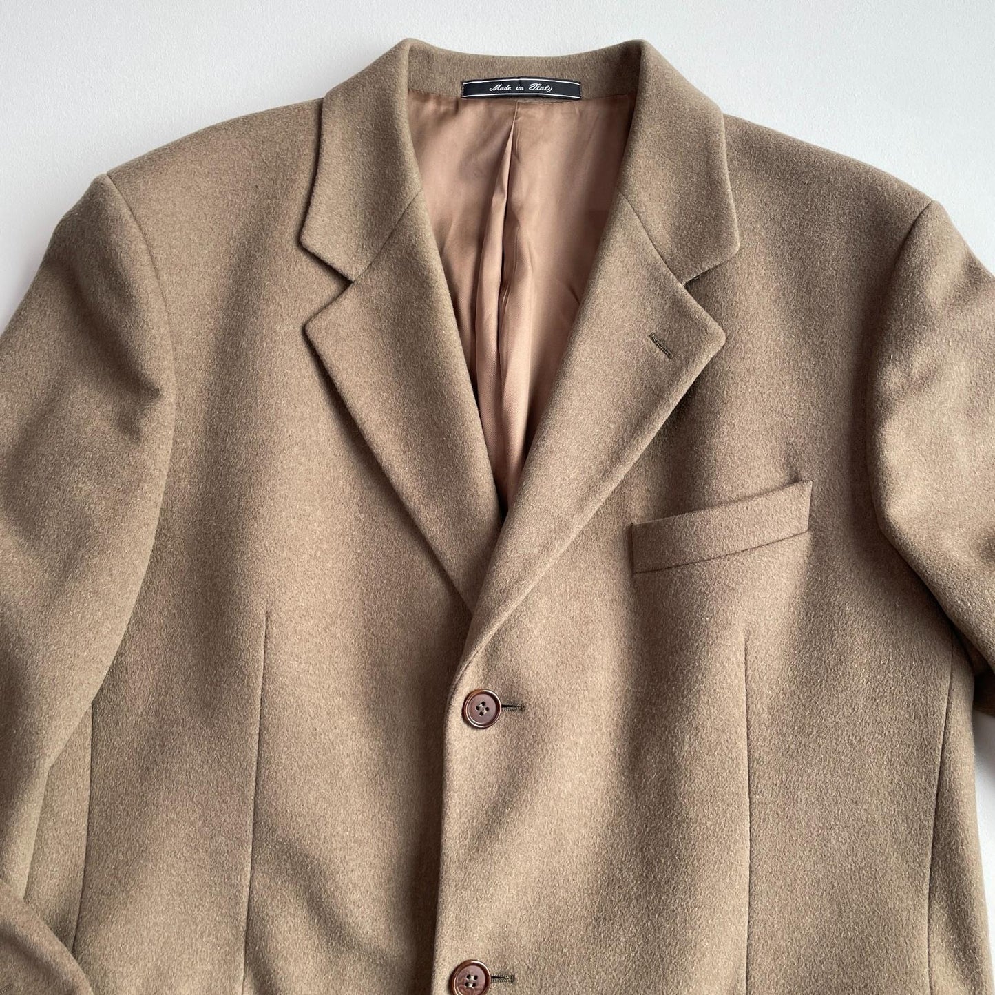 Saks Fifth Avenue (44) Wool Cashmere Made In Italy Camel Color Top Over Coat