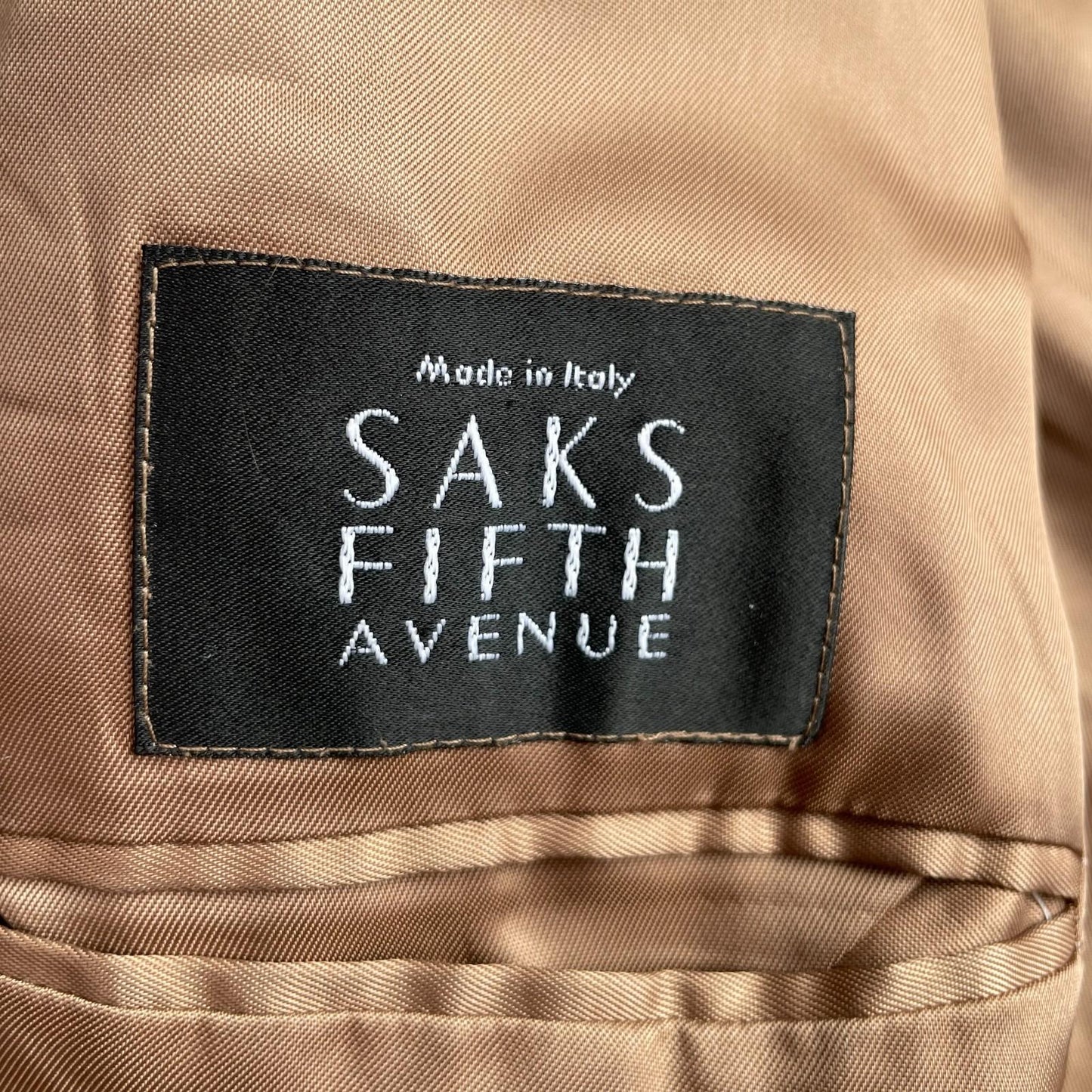Saks Fifth Avenue (44) Wool Cashmere Made In Italy Camel Color Top Over Coat