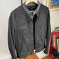 Belstaff (size 48 / M) Nubuck Leather Shearling Cafe Racer Black Jacket