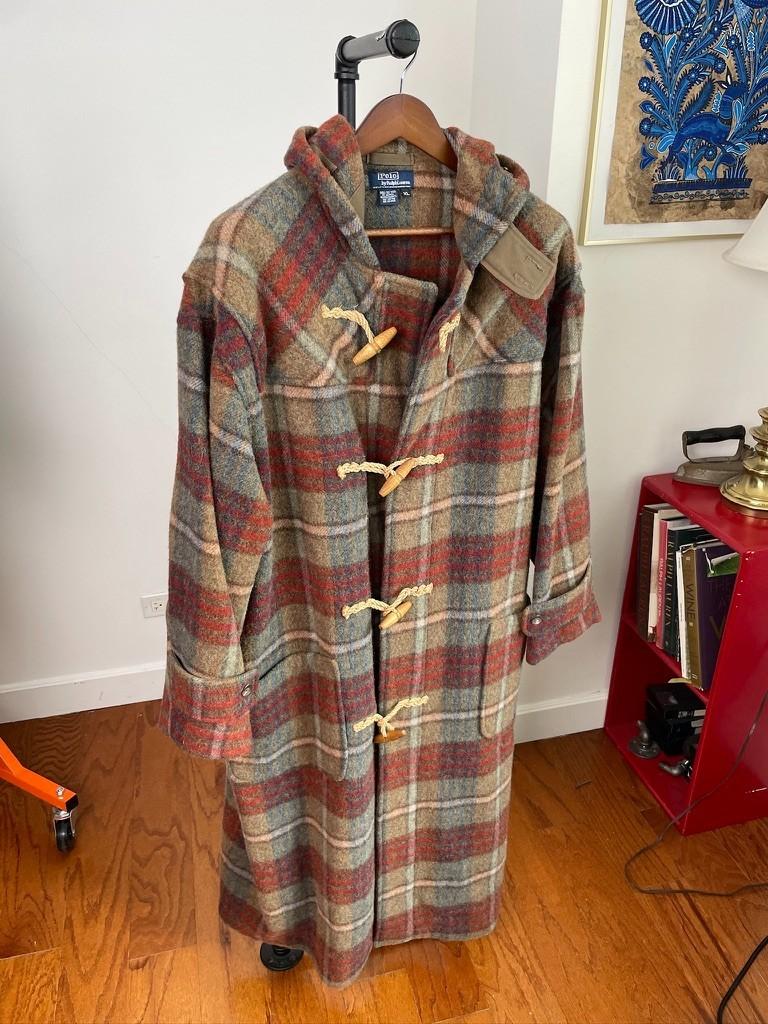VNTG Polo Ralph Lauren (XL) Wool/Alpaca Brushed Plaid Duffle Coat