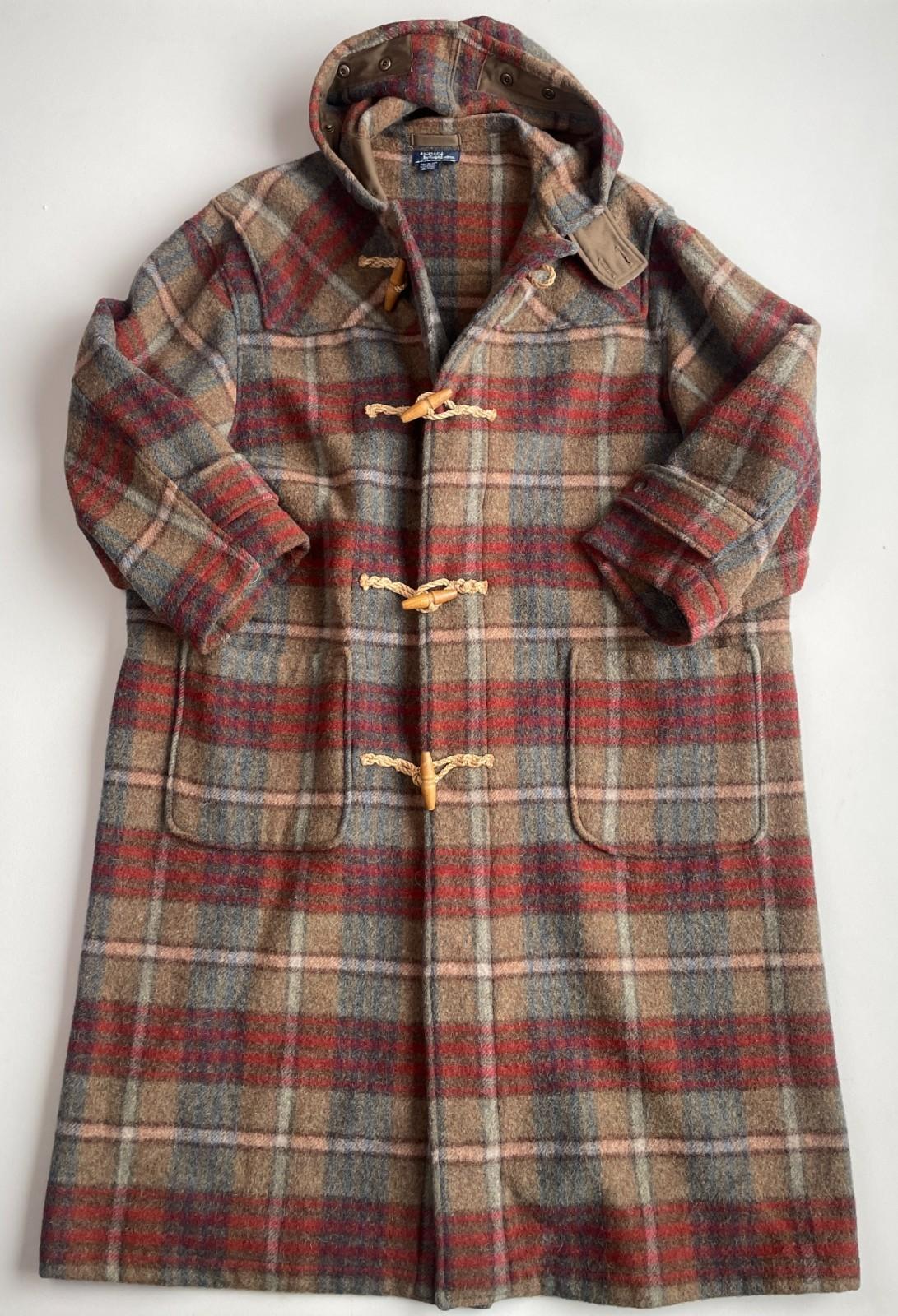 VNTG Polo Ralph Lauren (XL) Wool/Alpaca Brushed Plaid Duffle Coat