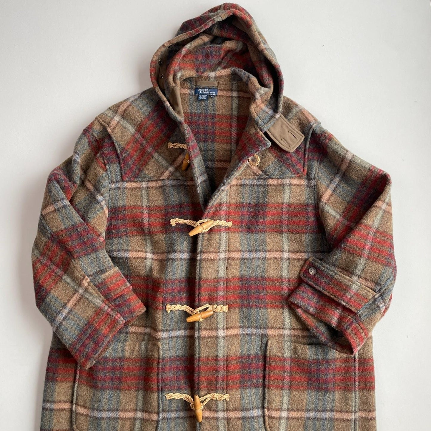 VNTG Polo Ralph Lauren (XL) Wool/Alpaca Brushed Plaid Duffle Coat