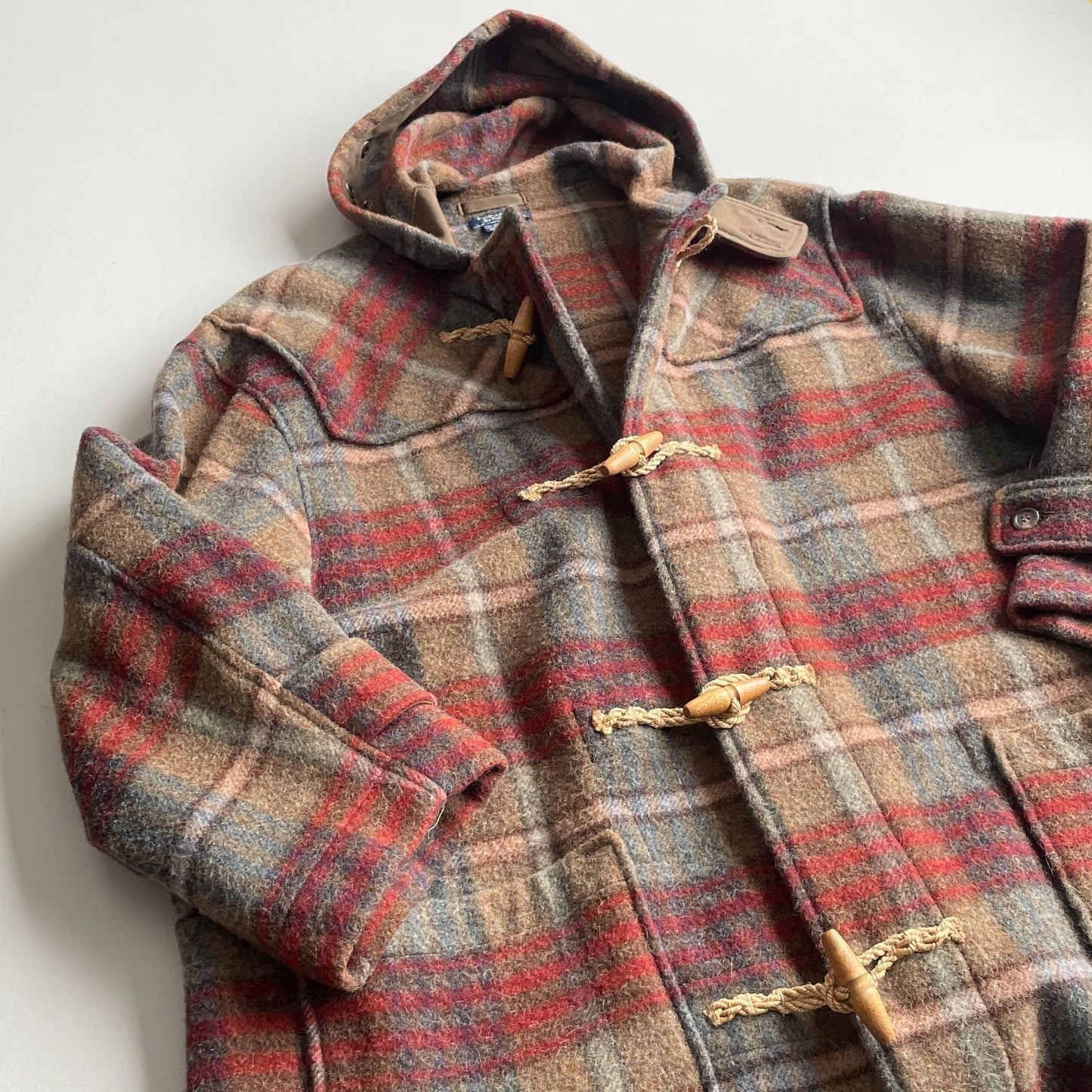 VNTG Polo Ralph Lauren (XL) Wool/Alpaca Brushed Plaid Duffle Coat