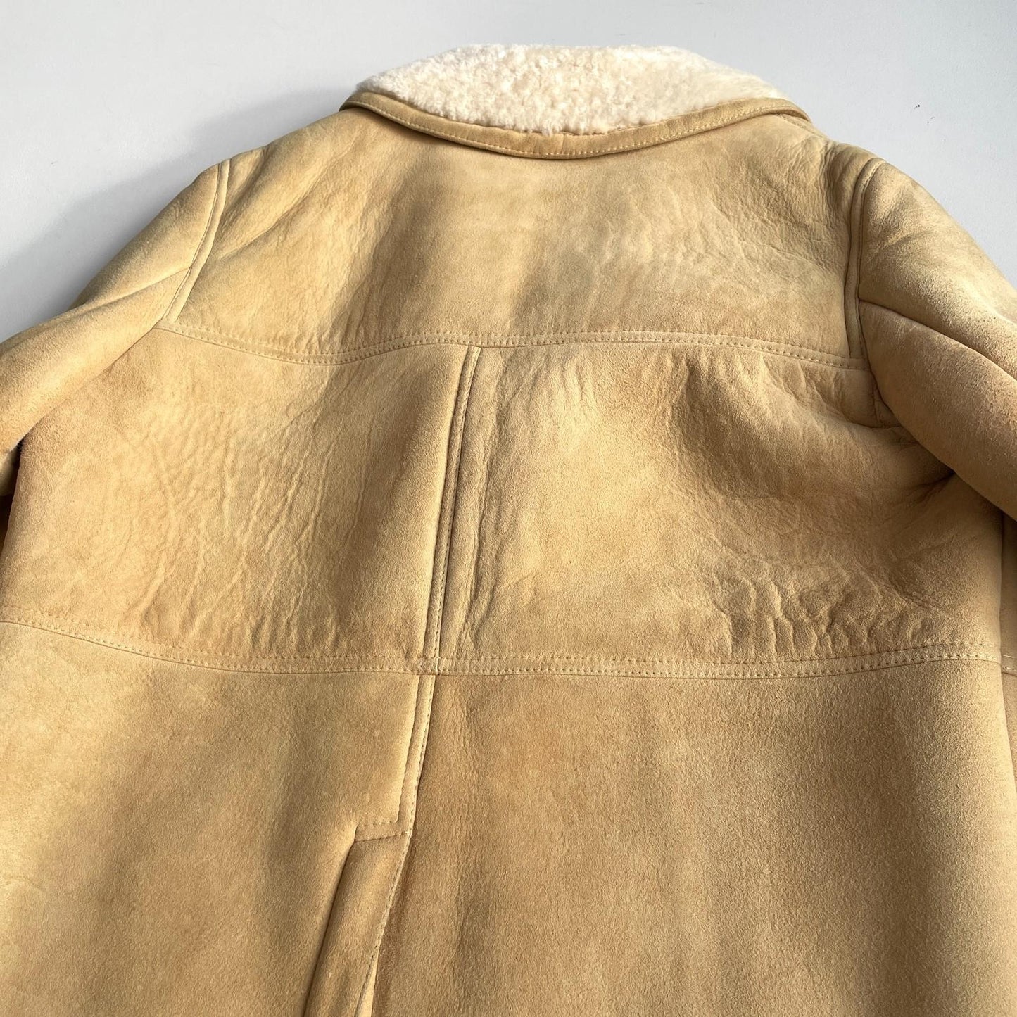 VNTG Knights Tailors (46 / XL) Genuine Leather Shearling Revere Collar Coat