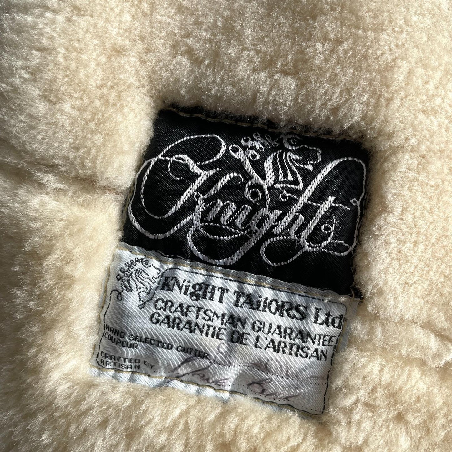 VNTG Knights Tailors (46 / XL) Genuine Leather Shearling Revere Collar Coat