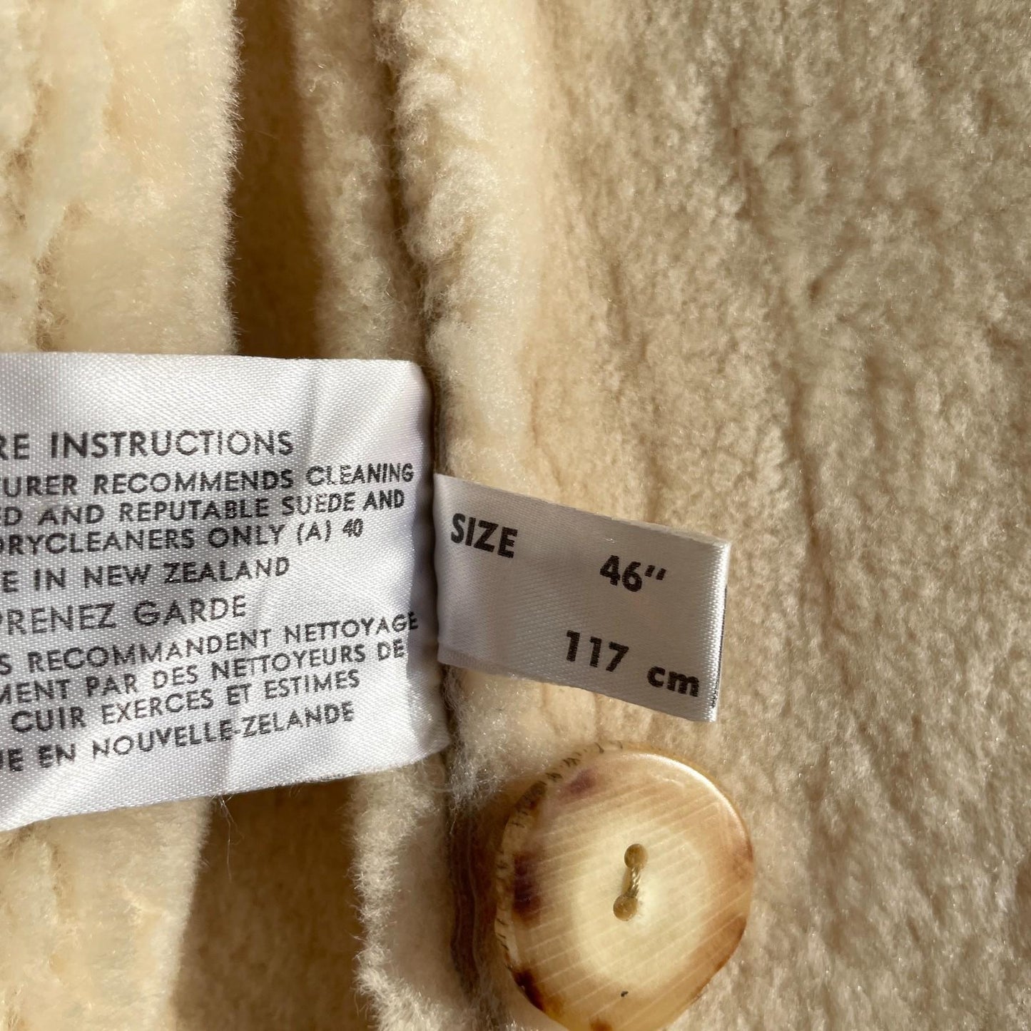 VNTG Knights Tailors (46 / XL) Genuine Leather Shearling Revere Collar Coat