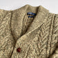VNTG Polo Ralph Lauren (L) 100% Wool Melange Cable Hand-Knit Cardigan Sweater