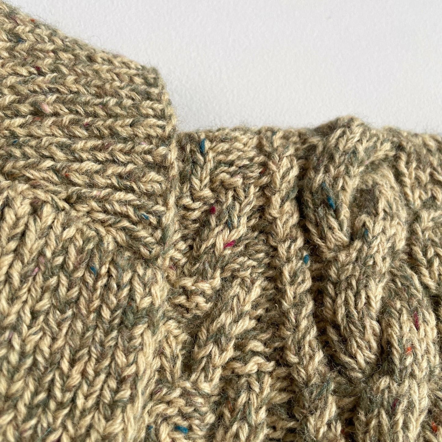 VNTG Polo Ralph Lauren (L) 100% Wool Melange Cable Hand-Knit Cardigan Sweater