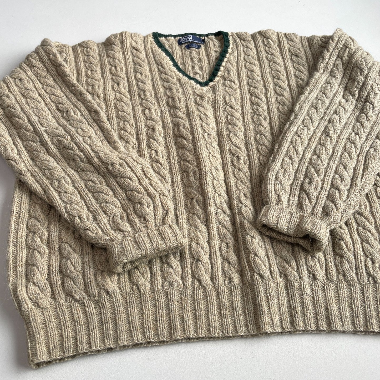 VVNTG Polo Ralph Lauren (XL) Wool/Alpaca Cable-Knit V-Neck Sweater