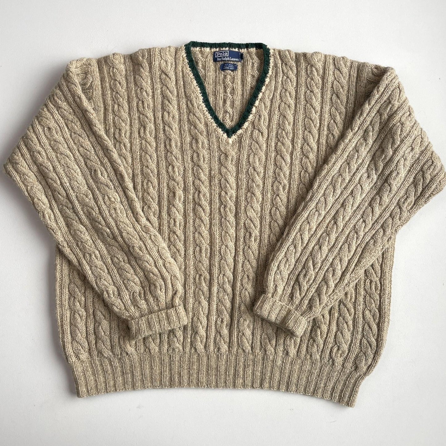 VVNTG Polo Ralph Lauren (XL) Wool/Alpaca Cable-Knit V-Neck Sweater