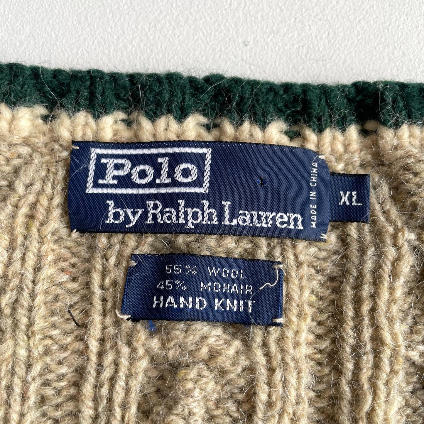 VVNTG Polo Ralph Lauren (XL) Wool/Alpaca Cable-Knit V-Neck Sweater