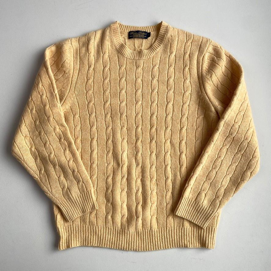 VNTG Brooks Brothers (L) Golden Yellow 100% Wool Cable Knit Sweater