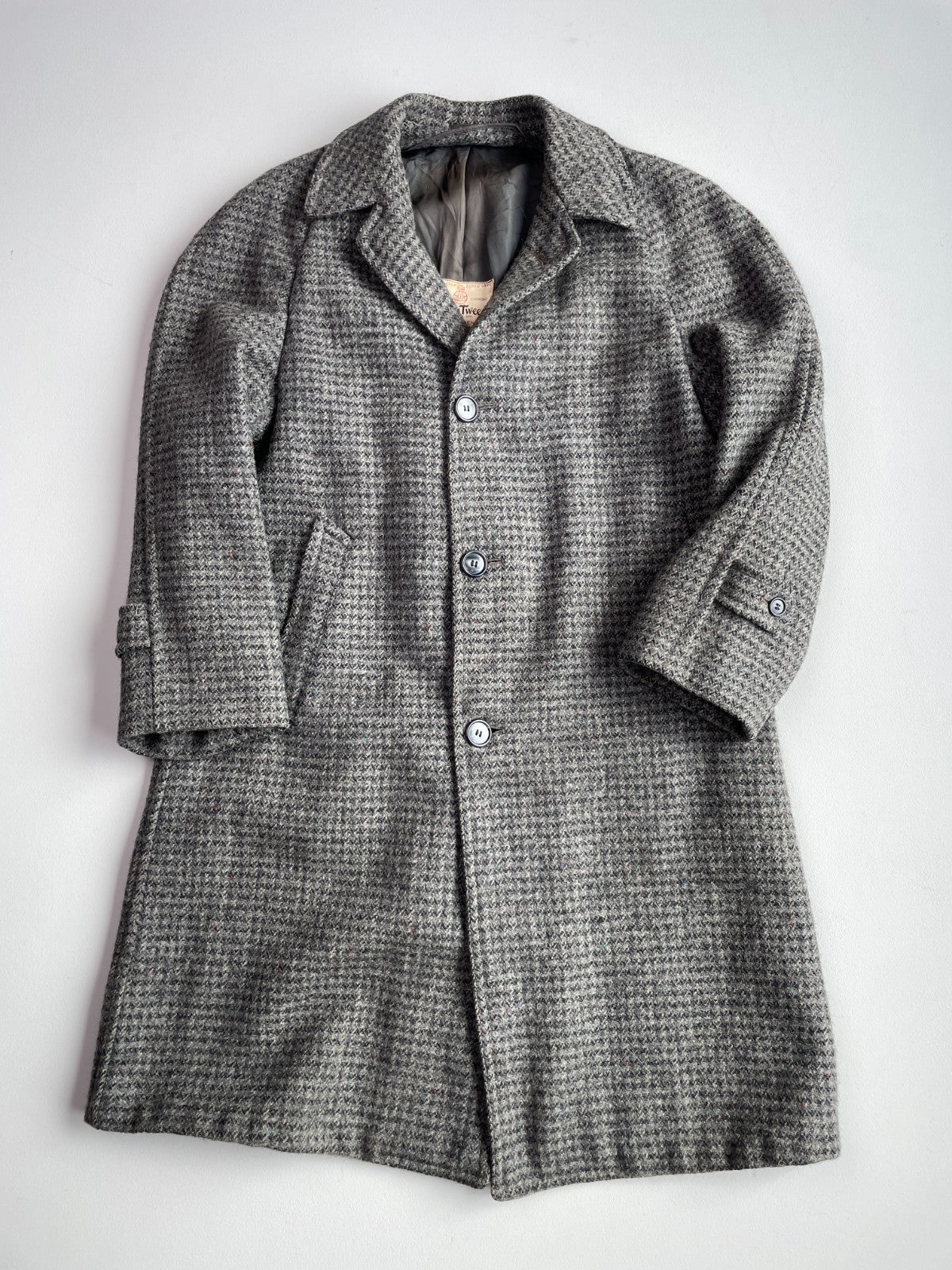VNTG Harris Tweed (38R) 100% Wool Flecked Balmacaan Raglan Overcoat