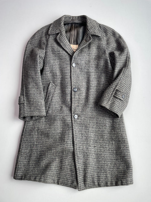 VNTG Harris Tweed (38R) 100% Wool Flecked Balmacaan Raglan Overcoat