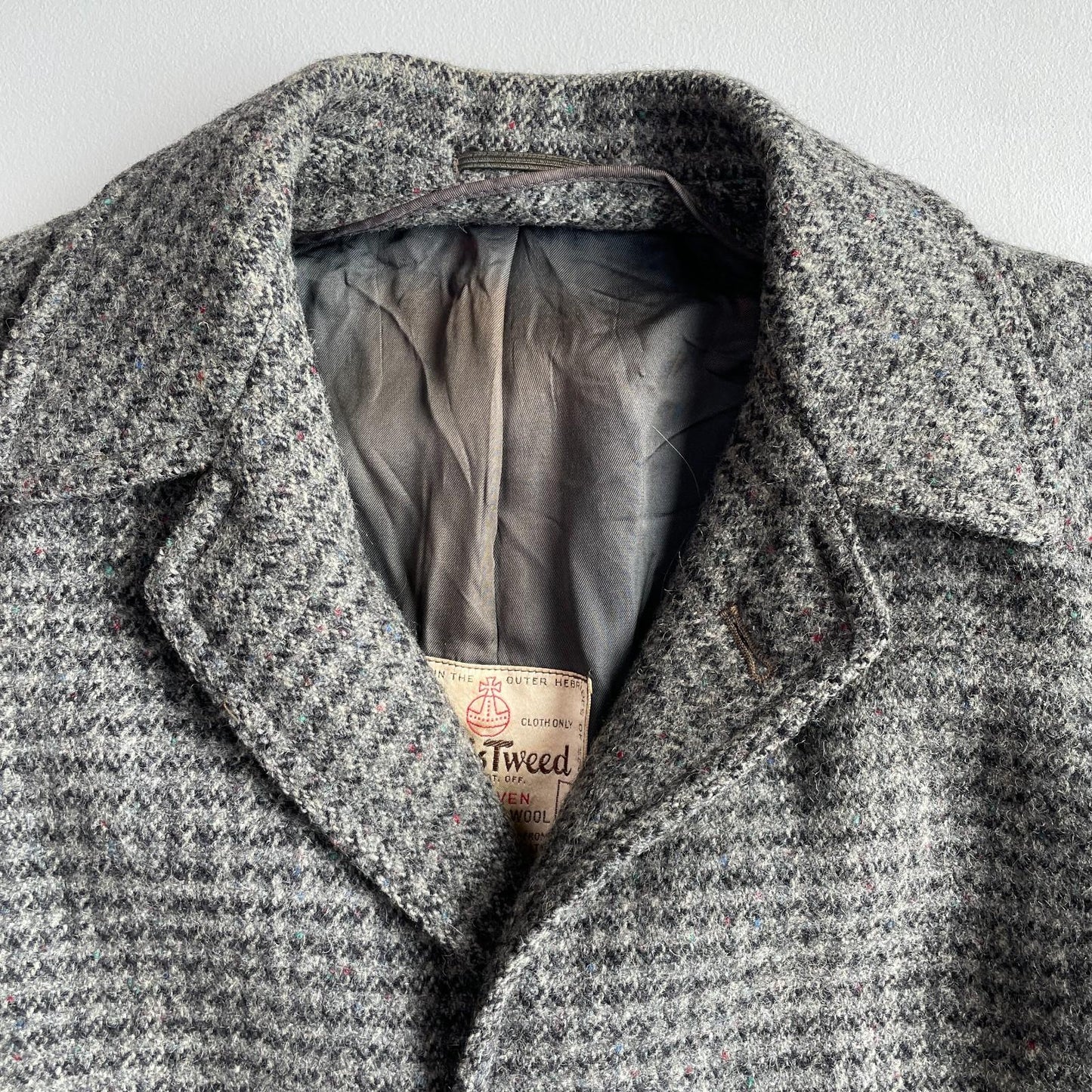VNTG Harris Tweed (38R) 100% Wool Flecked Balmacaan Raglan Overcoat