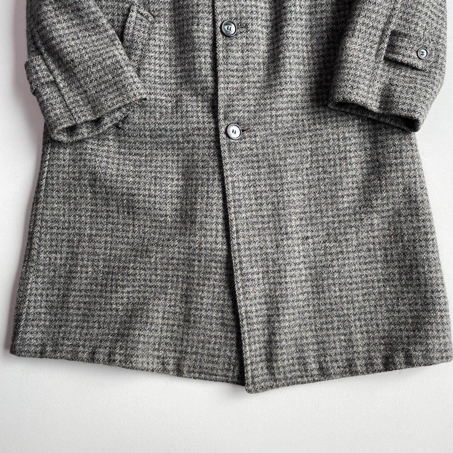 VNTG Harris Tweed (38R) 100% Wool Flecked Balmacaan Raglan Overcoat