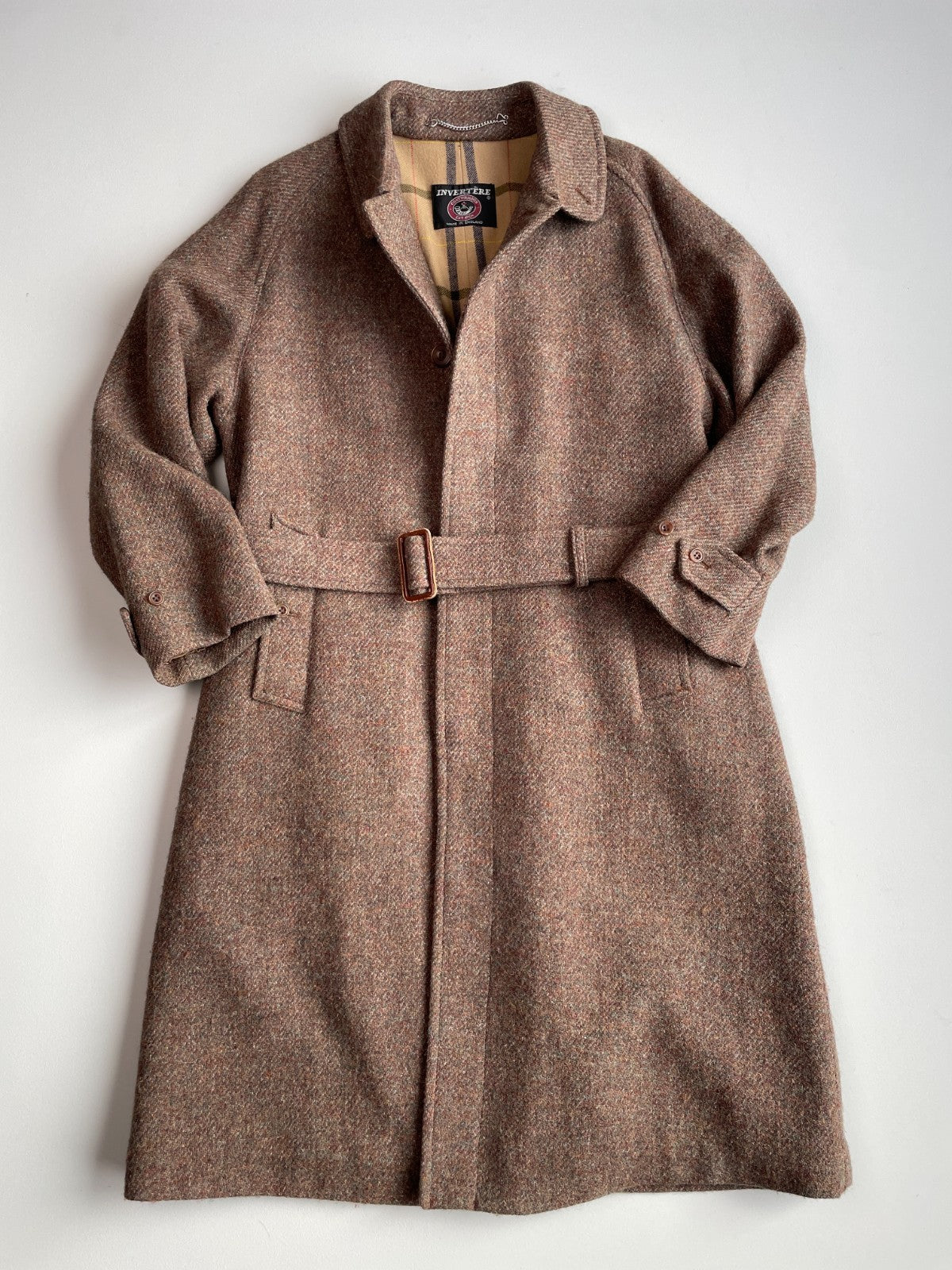 Invertere Coatwrights (38R) Wool Melange Balmacaan Belted Overcoat