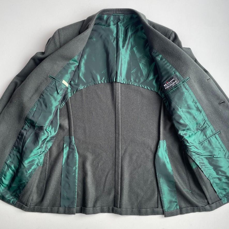 Kiton (56L Slim) 100% Cashmere 3-2 Roll Loden/Emerald Green Flannel Sports Coat