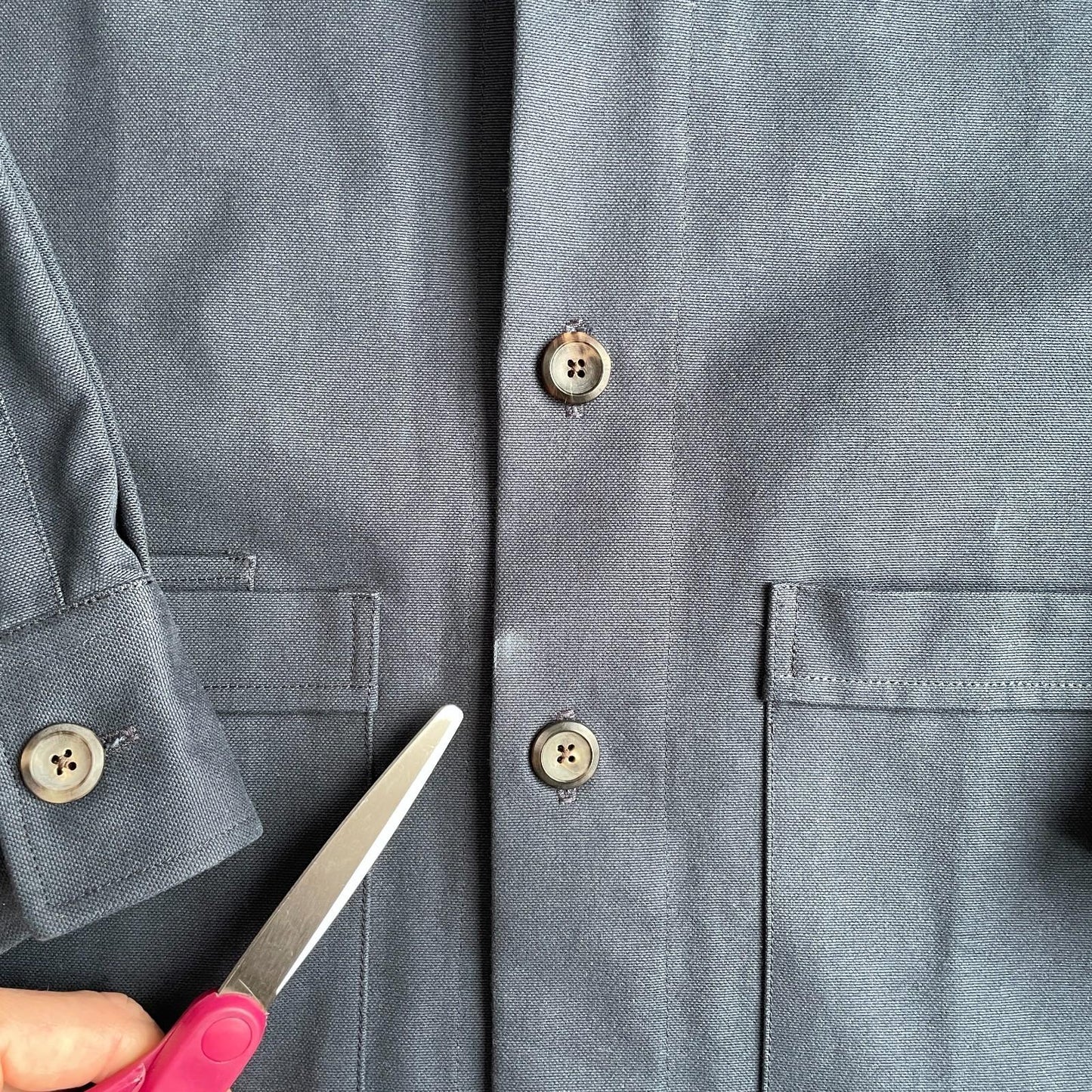 Drake's of London (L) Slate Blue Cotton Canvas Chore Coat Jacket