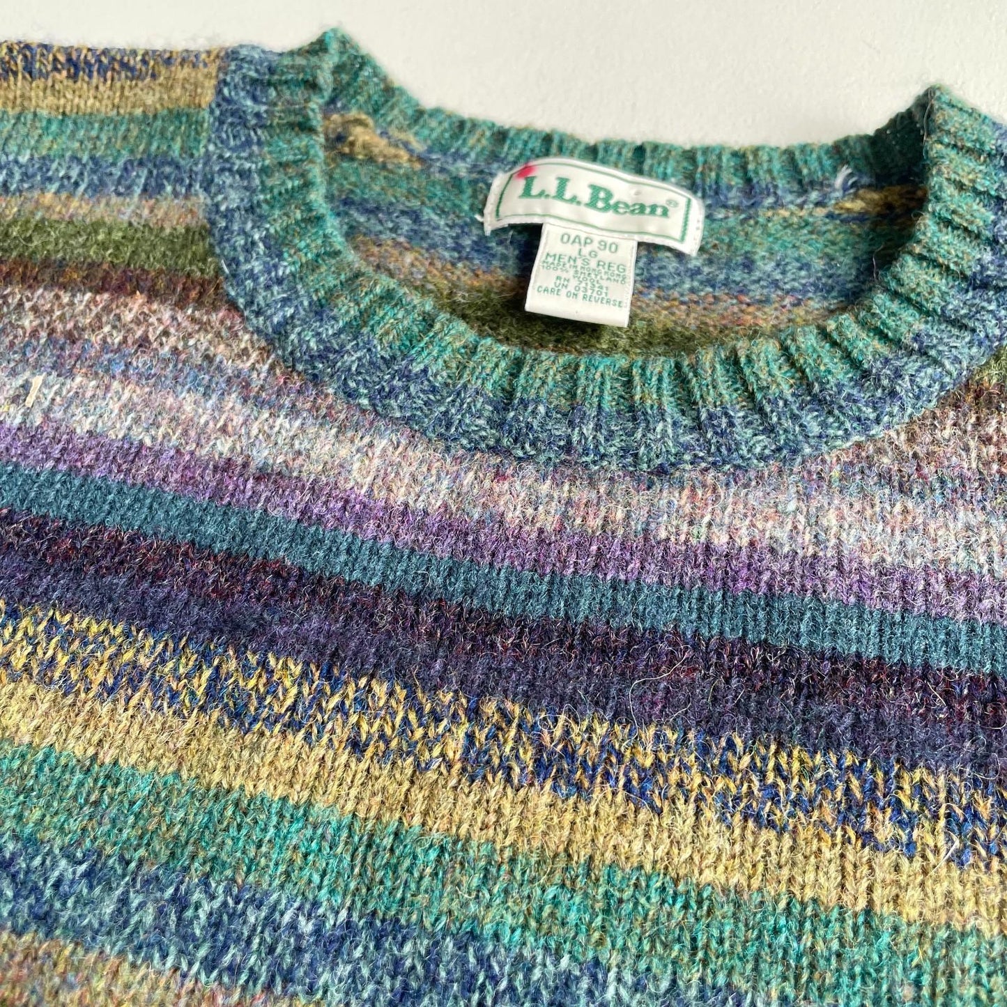 VNTG LL Bean (L) Shetland Wool Striped Multi-Color Sweater