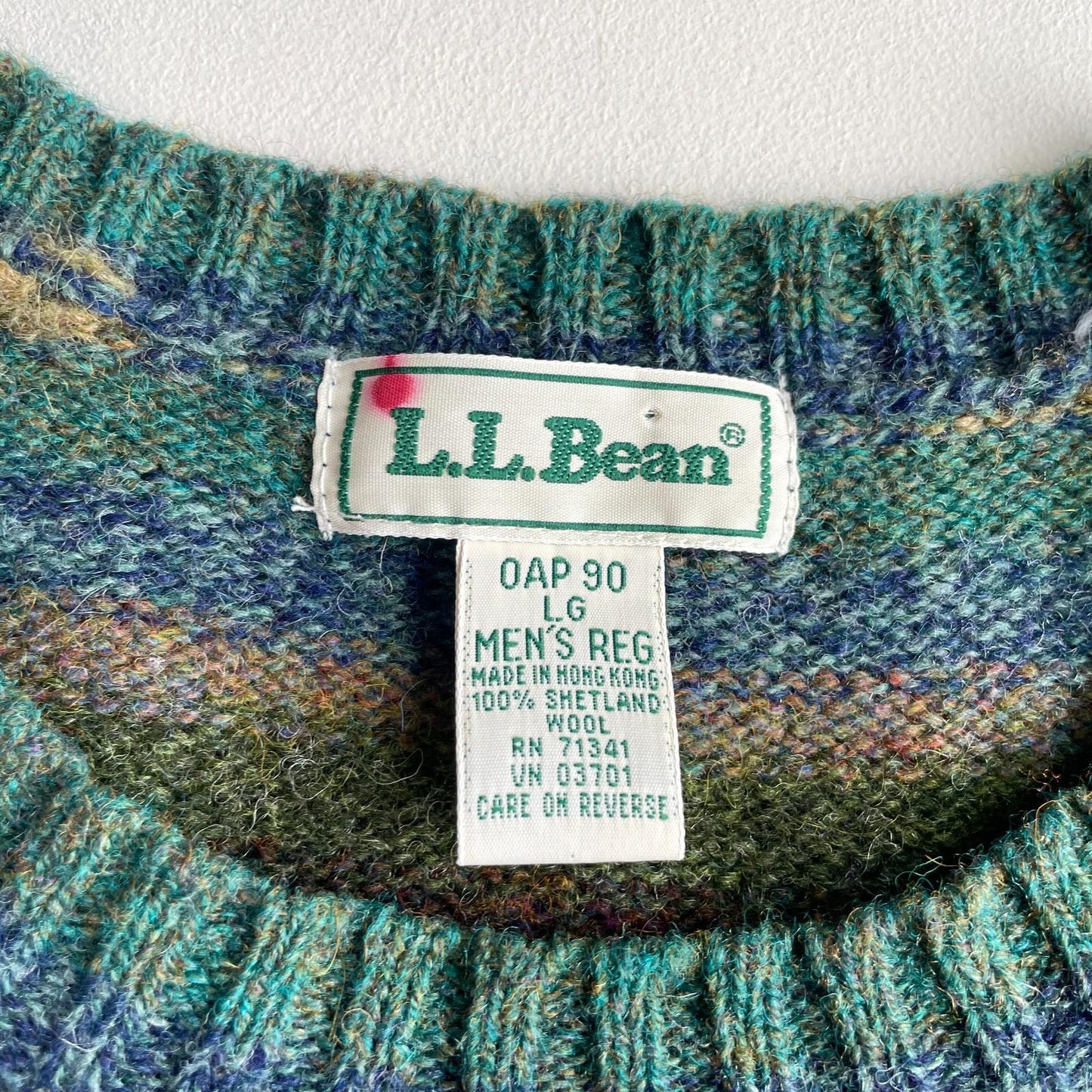 VNTG LL Bean (L) Shetland Wool Striped Multi-Color Sweater