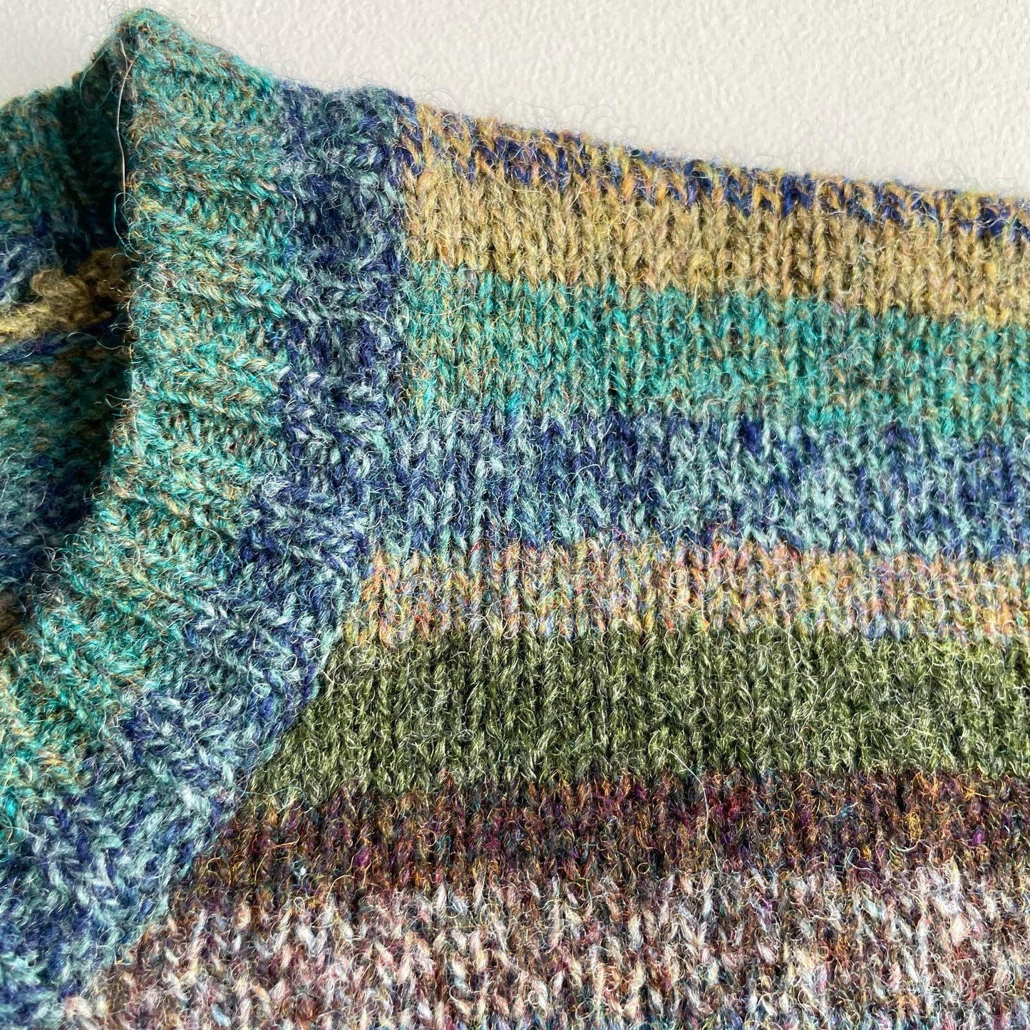 VNTG LL Bean (L) Shetland Wool Striped Multi-Color Sweater
