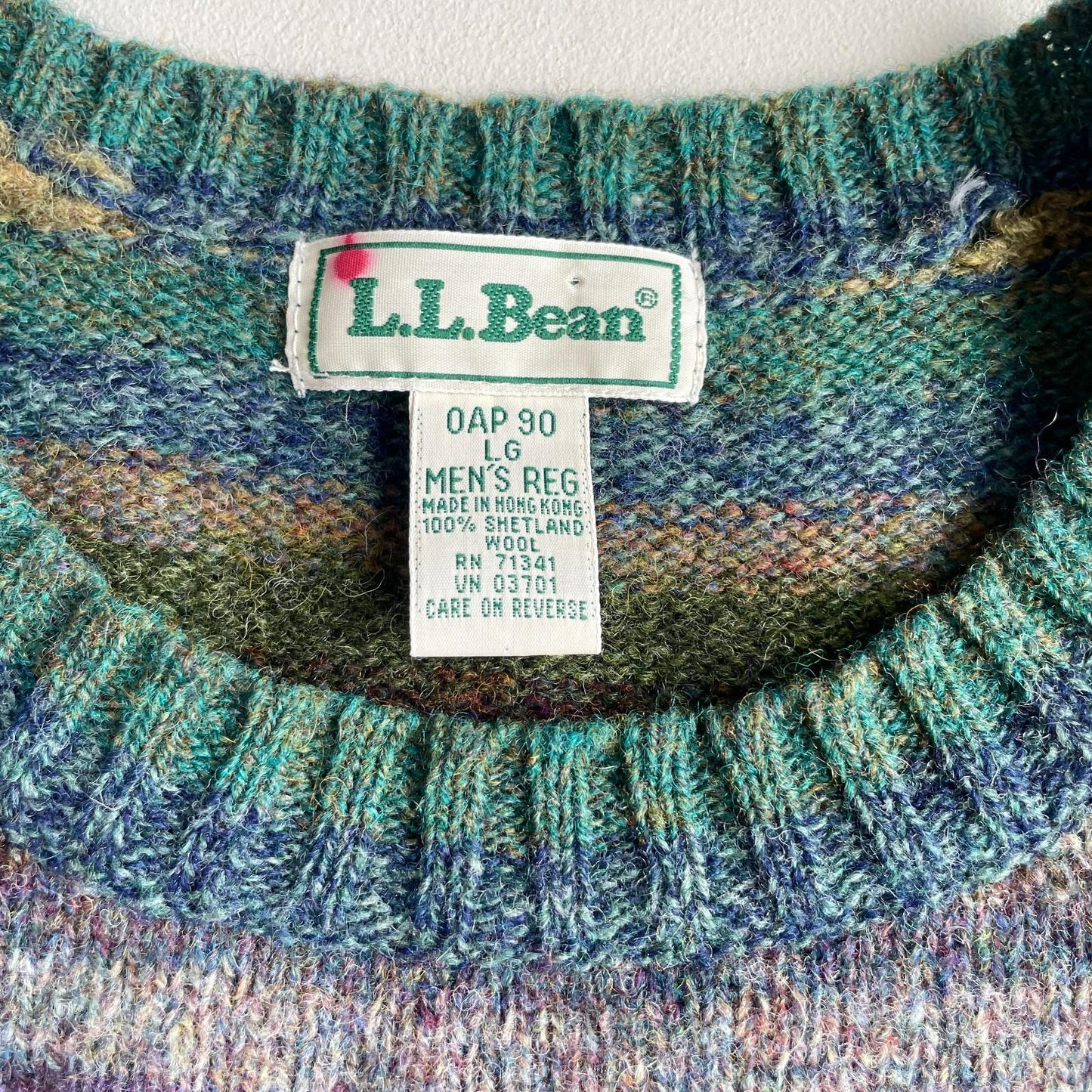 VNTG LL Bean (L) Shetland Wool Striped Multi-Color Sweater