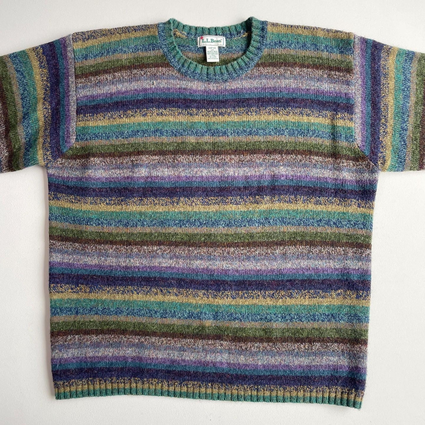 VNTG LL Bean (L) Shetland Wool Striped Multi-Color Sweater