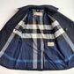 Burberry (XL)  Navy Blue Wool/Cashmere Gray Nova Check Peacoat