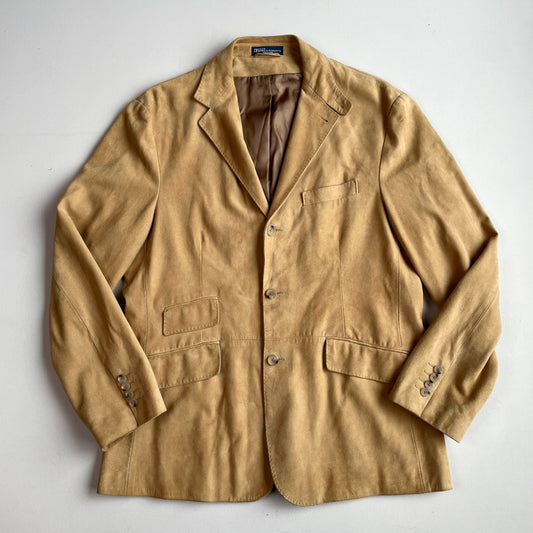 Polo Ralph Lauren (L) Hacking Equestrian Suede Leather Tan Sports Jacket Coat