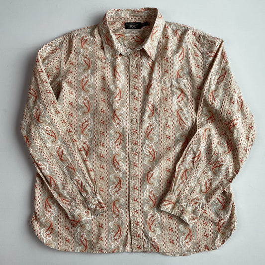 RRL Ralph Lauren (2XL) Western Paisley Terracotta Lightweight Cotton Shirt