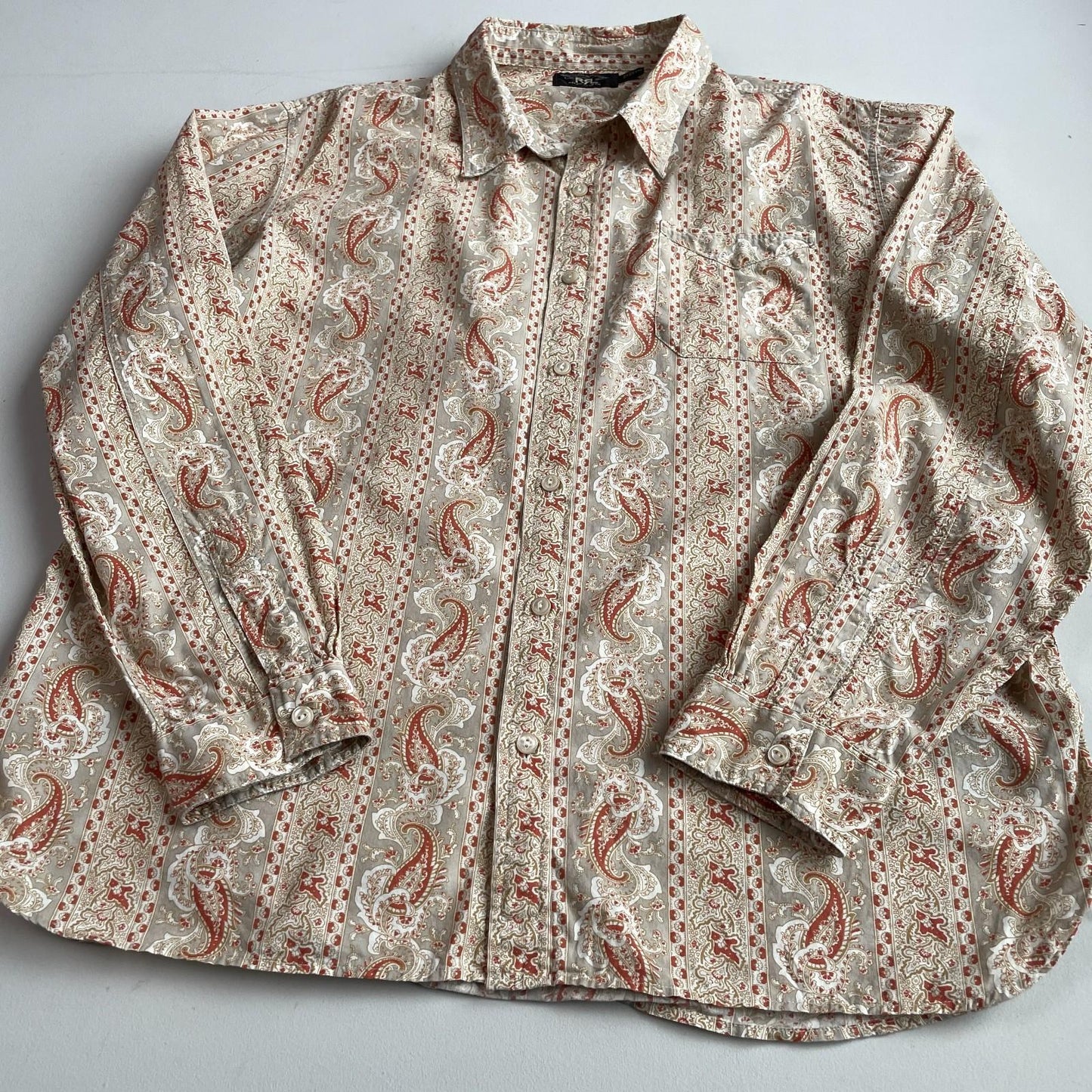 RRL Ralph Lauren (2XL) Western Paisley Terracotta Lightweight Cotton Shirt