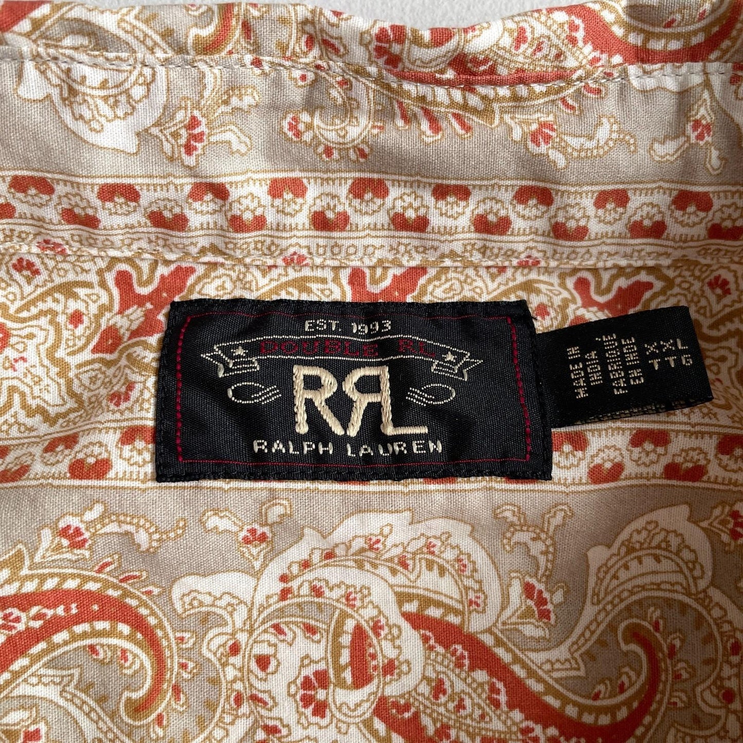 RRL Ralph Lauren (2XL) Western Paisley Terracotta Lightweight Cotton Shirt