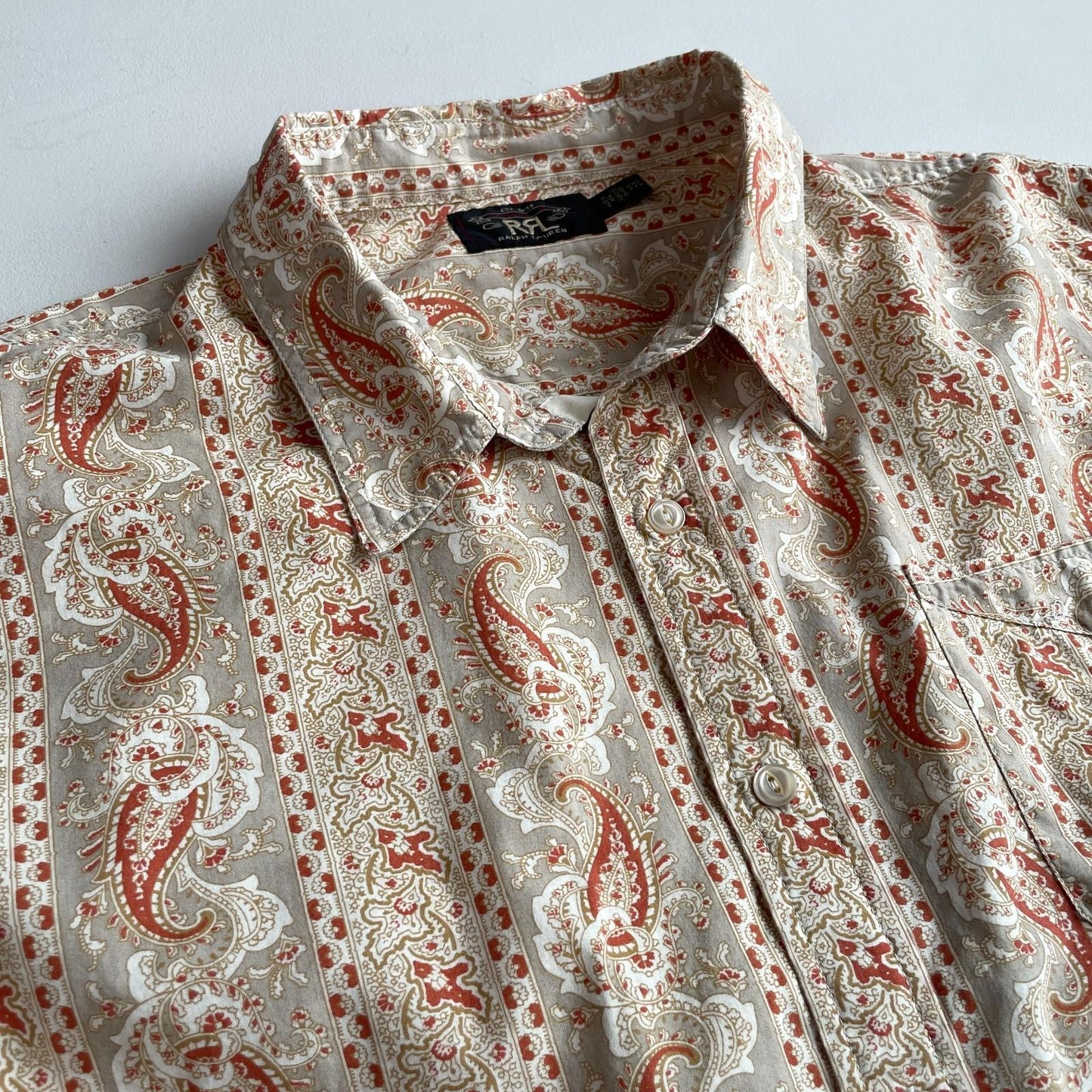 RRL Ralph Lauren (2XL) Western Paisley Terracotta Lightweight Cotton Shirt