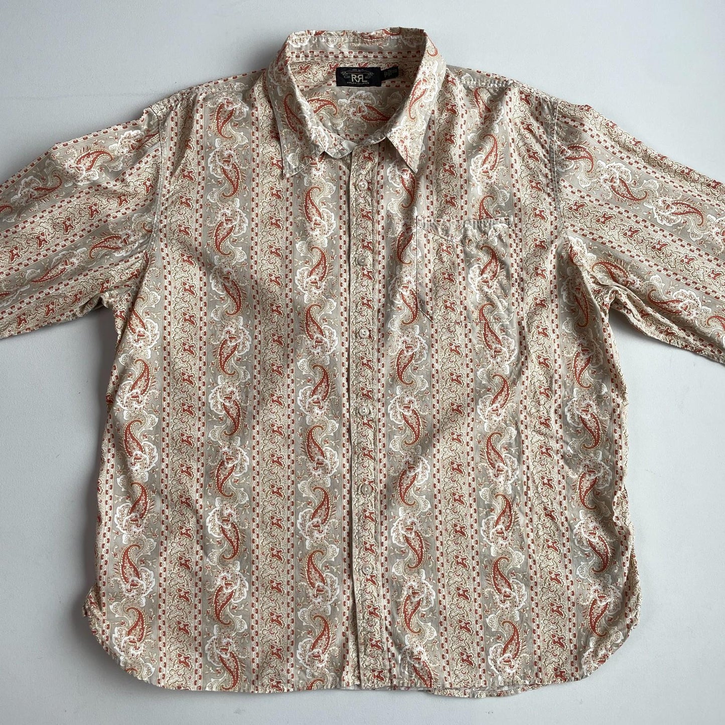 RRL Ralph Lauren (2XL) Western Paisley Terracotta Lightweight Cotton Shirt
