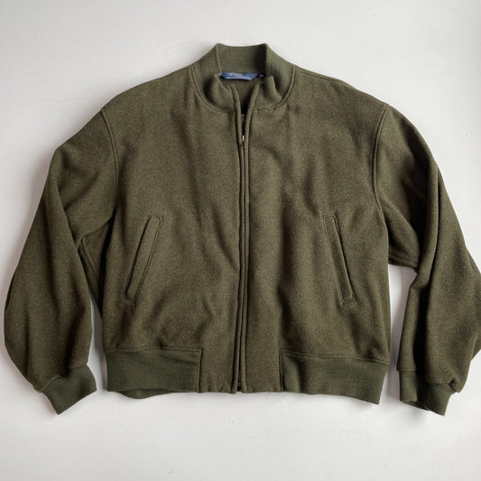 VNTG Polo Ralph Lauren (XL) Forest Green 100% Wool Bomber-Style Jacket