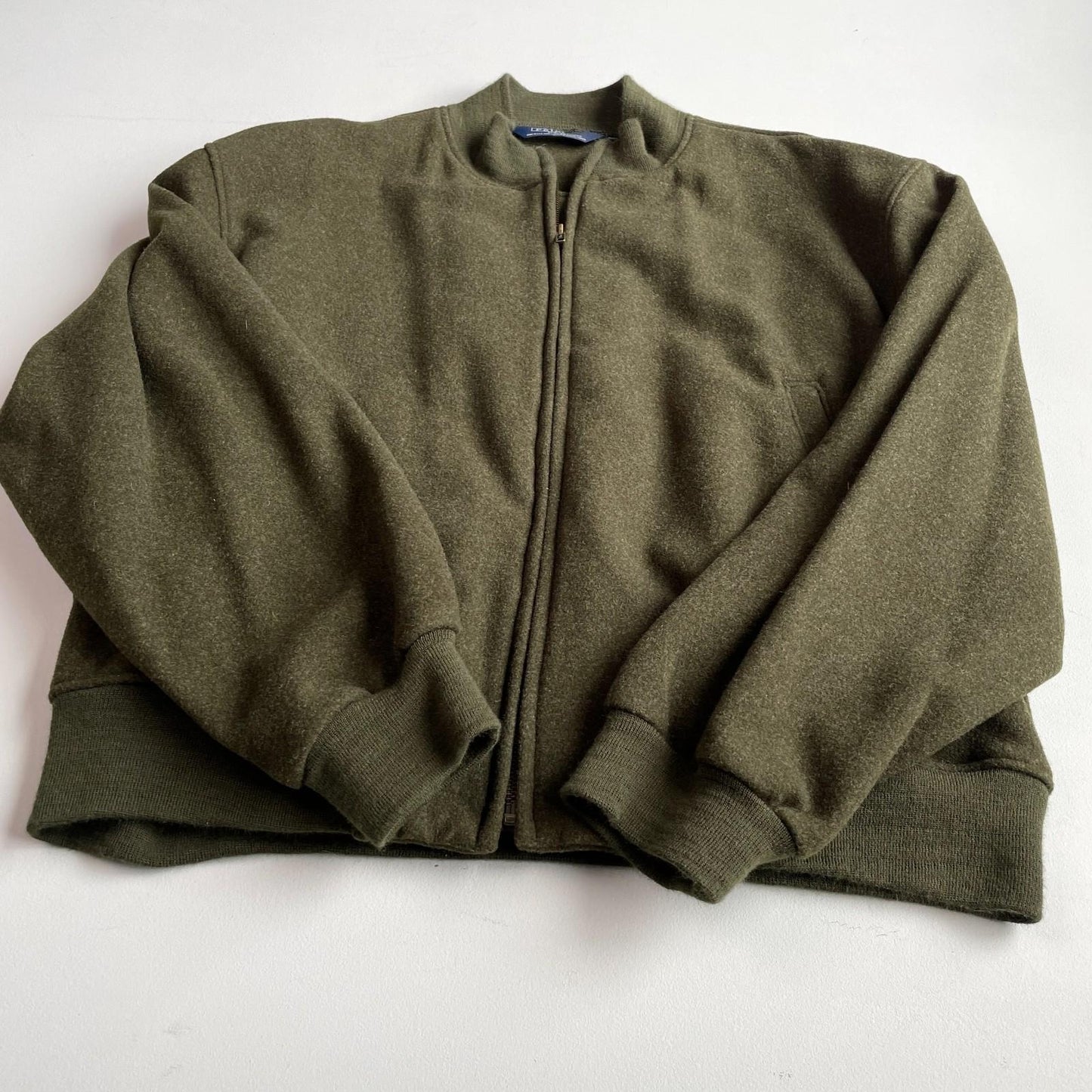 VNTG Polo Ralph Lauren (XL) Forest Green 100% Wool Bomber-Style Jacket