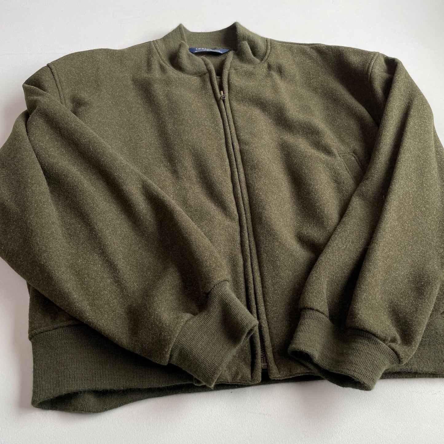 VNTG Polo Ralph Lauren (XL) Forest Green 100% Wool Bomber-Style Jacket