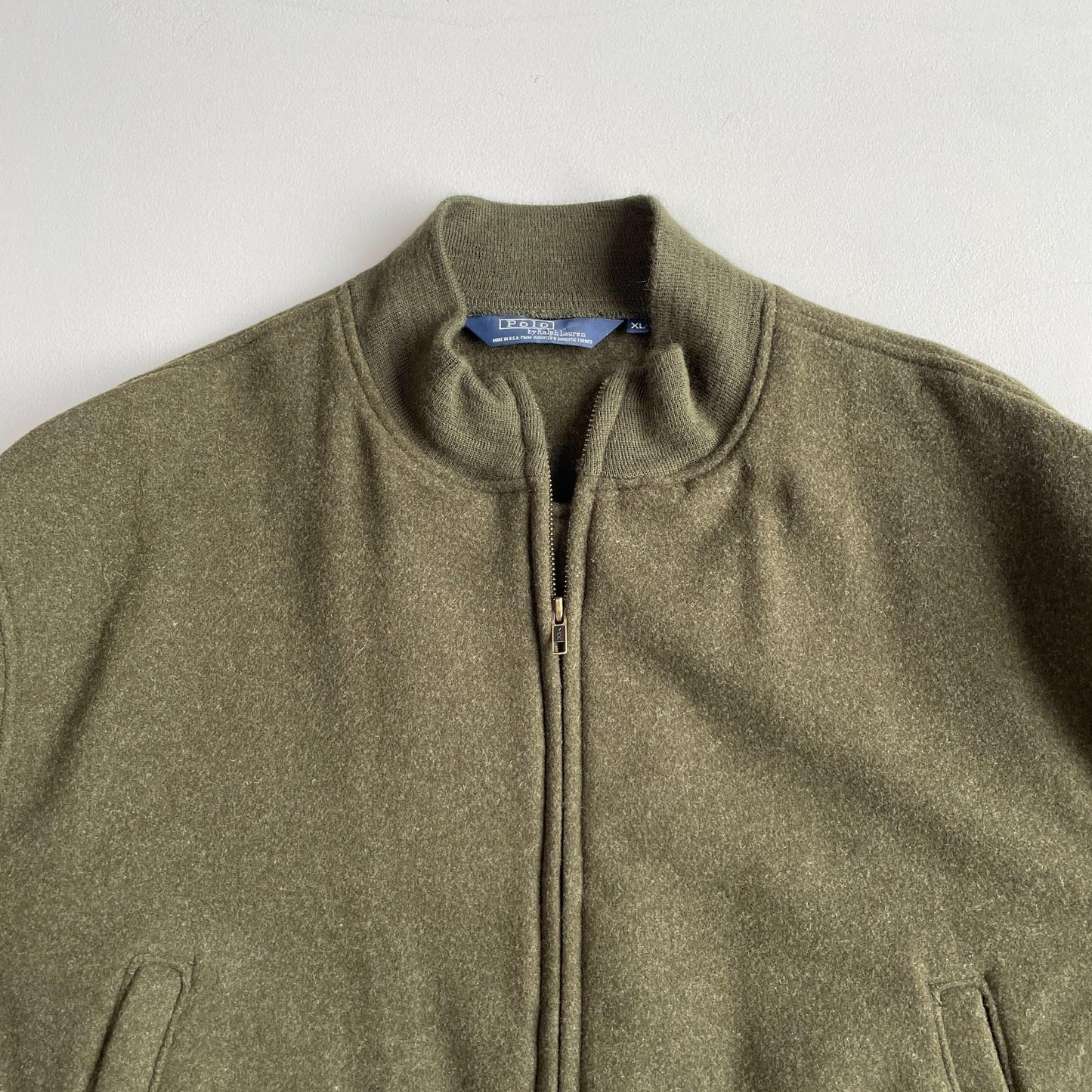 VNTG Polo Ralph Lauren (XL) Forest Green 100% Wool Bomber-Style Jacket