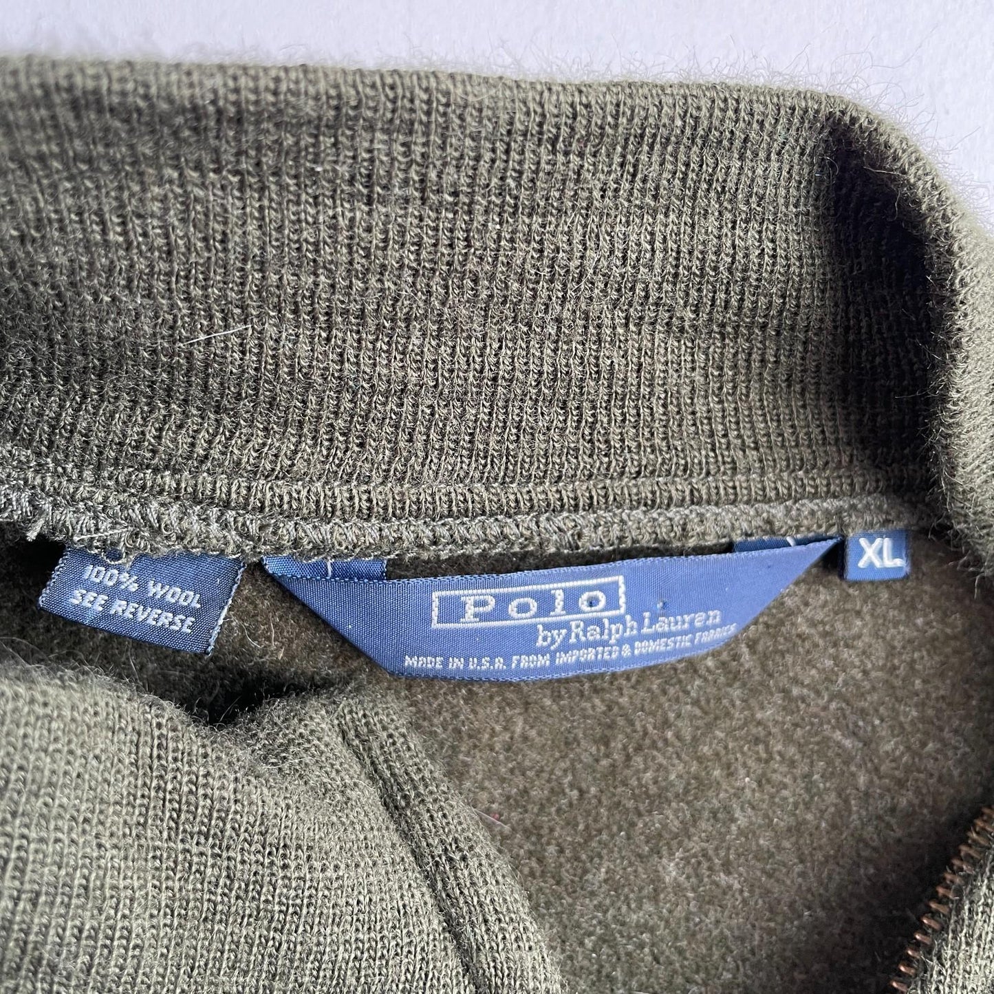 VNTG Polo Ralph Lauren (XL) Forest Green 100% Wool Bomber-Style Jacket
