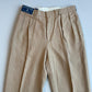 NWT Polo Ralph Lauren (34x34) Linen/Cotton Pleated Camel Slacks Dress Pants