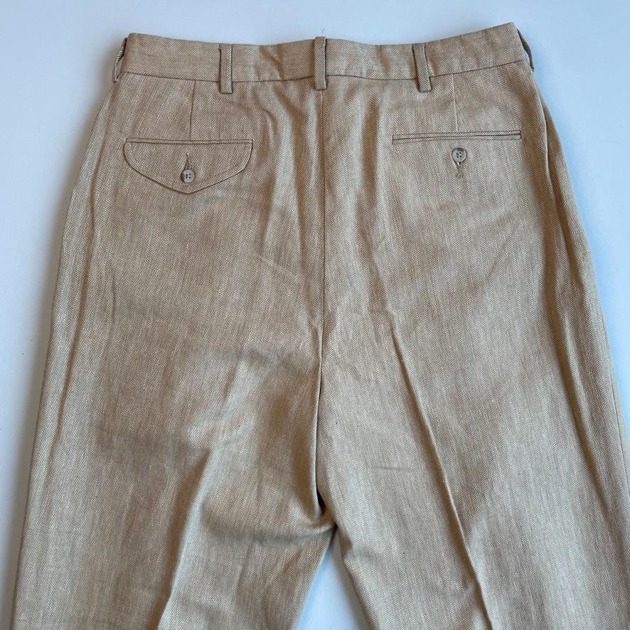 NWT Polo Ralph Lauren (34x34) Linen/Cotton Pleated Camel Slacks Dress Pants