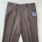 NWT Canali (56EUR / 38US) 100% Wool Brushed Birdseye Pleated Brown Dress Pants